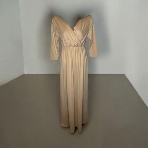 Elegant Beige Maxi Dress – Size S – NWOT